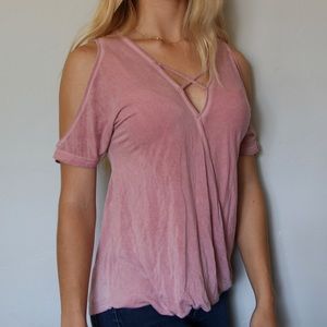 american eagle soft and sexy pink crossover tee